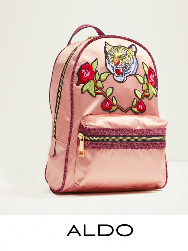 AL041SD*ALDO EMBROIDERY SATIN BACKPACK (PINK) *CLEARANCE